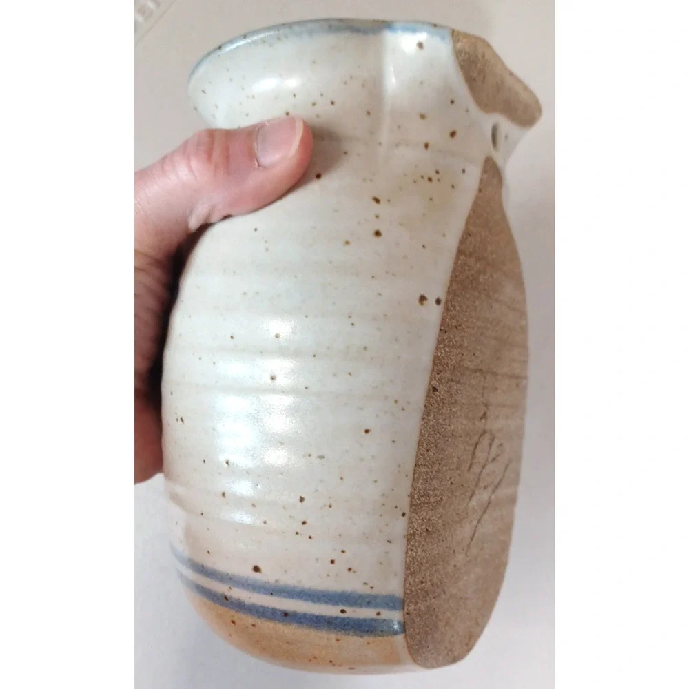 VTG Blue Heart Salt Speckled Stoneware Wall Vase Pocket 7x4 Country Cottage